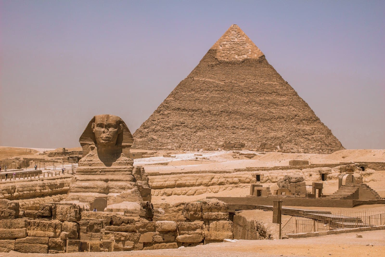 The Great Sphinx and a pyramid at Giza near Cairo